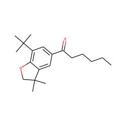 CCCCCC(=O)c1cc(C(C)(C)C)c2c(c1)C(C)(C)CO2 ZINC000013779205