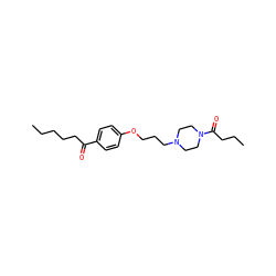 CCCCCC(=O)c1ccc(OCCCN2CCN(C(=O)CCC)CC2)cc1 ZINC000013444638