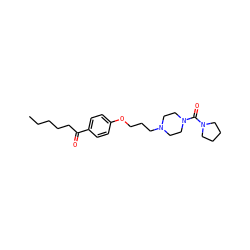 CCCCCC(=O)c1ccc(OCCCN2CCN(C(=O)N3CCCC3)CC2)cc1 ZINC000013444582