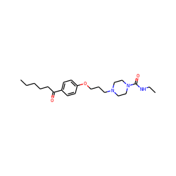 CCCCCC(=O)c1ccc(OCCCN2CCN(C(=O)NCC)CC2)cc1 ZINC000013444579