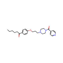 CCCCCC(=O)c1ccc(OCCCN2CCN(C(=O)c3ccncc3)CC2)cc1 ZINC000013444633