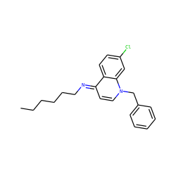 CCCCCC/N=c1\ccn(Cc2ccccc2)c2cc(Cl)ccc12 ZINC000013741396