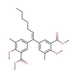CCCCCC=C(c1cc(C)c(OC)c(C(=O)OC)c1)c1cc(C)c(OC)c(C(=O)OC)c1 ZINC000001862891