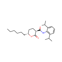 CCCCCC[C@@H]1CC[C@@H](C(=O)Nc2c(C(C)C)cccc2C(C)C)C(=O)O1 ZINC000003787882