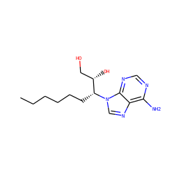 CCCCCC[C@H]([C@@H](O)CO)n1cnc2c(N)ncnc21 ZINC000027412188