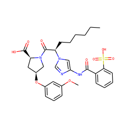 CCCCCC[C@H](C(=O)N1C[C@@H](Oc2cccc(OC)c2)C[C@H]1C(=O)O)n1cnc(NC(=O)c2ccccc2S(=O)(=O)O)c1 ZINC000027521841