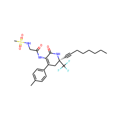 CCCCCCC#C[C@]1(C(F)(F)F)CC(c2ccc(C)cc2)=C(NC(=O)CNS(C)(=O)=O)C(=O)N1 ZINC001772647132