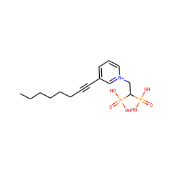 CCCCCCC#Cc1ccc[n+](CC(P(=O)(O)O)P(=O)(O)O)c1 ZINC000049881604