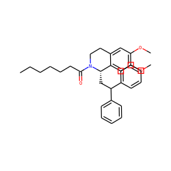 CCCCCCC(=O)N1CCc2cc(OC)c(OC)cc2[C@@H]1CC(c1ccccc1)c1ccccc1 ZINC000028390888