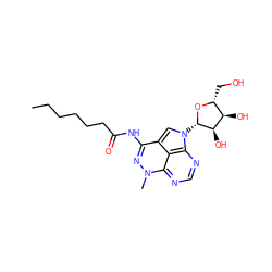 CCCCCCC(=O)Nc1nn(C)c2ncnc3c2c1cn3[C@@H]1O[C@H](CO)[C@@H](O)[C@H]1O ZINC000013558327
