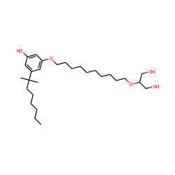 CCCCCCC(C)(C)c1cc(O)cc(OCCCCCCCCCCOC(CO)CO)c1 ZINC000073164791