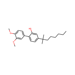 CCCCCCC(C)(C)c1ccc(-c2ccc(OC)c(OC)c2)c(O)c1 ZINC000028822124