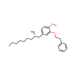 CCCCCCC[C@H](N)Cc1ccc(OC)c(OCCc2ccccc2)c1 ZINC000036126881
