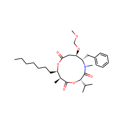 CCCCCCC[C@H]1OC(=O)C[C@@H](OCOC)[C@H](Cc2ccccc2)N(C)C(=O)[C@H](C(C)C)OC(=O)[C@H]1C ZINC000038140035
