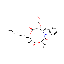 CCCCCCC[C@H]1OC(=O)C[C@H](OCOC)[C@H](Cc2ccccc2)N(C)C(=O)[C@H](C(C)C)OC(=O)[C@H]1C ZINC000038140029