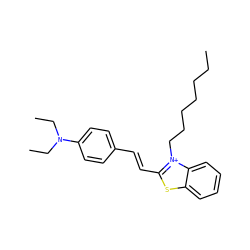 CCCCCCC[n+]1c(/C=C/c2ccc(N(CC)CC)cc2)sc2ccccc21 ZINC000082152446