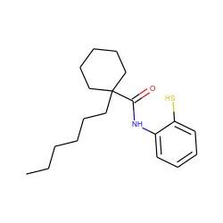 CCCCCCC1(C(=O)Nc2ccccc2S)CCCCC1 ZINC000013813325