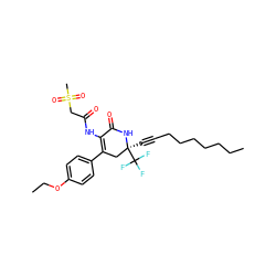 CCCCCCCC#C[C@]1(C(F)(F)F)CC(c2ccc(OCC)cc2)=C(NC(=O)CS(C)(=O)=O)C(=O)N1 ZINC001772613188