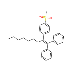 CCCCCCCC(=C(c1ccccc1)c1ccccc1)c1ccc(S(C)(=O)=O)cc1 ZINC000103167738