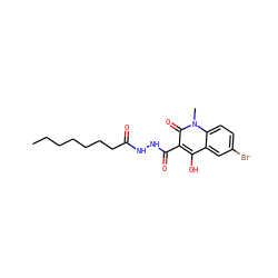 CCCCCCCC(=O)NNC(=O)c1c(O)c2cc(Br)ccc2n(C)c1=O ZINC000205283605