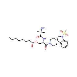 CCCCCCCC(=O)OC[C@@H](NC(=O)C(C)(C)N)C(=O)N1CCC2(CC1)CN(S(C)(=O)=O)c1ccccc12 ZINC000036349072