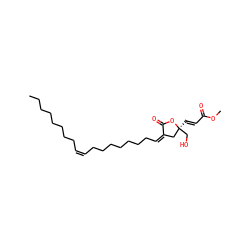 CCCCCCCC/C=C\CCCCCCC/C=C1/C[C@](/C=C/C(=O)OC)(CO)OC1=O ZINC000014113408