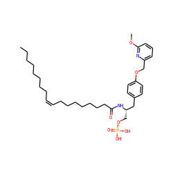 CCCCCCCC/C=C\CCCCCCCC(=O)N[C@@H](COP(=O)(O)O)Cc1ccc(OCc2cccc(OC)n2)cc1 ZINC000036178956