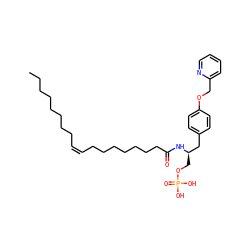 CCCCCCCC/C=C\CCCCCCCC(=O)N[C@H](COP(=O)(O)O)Cc1ccc(OCc2ccccn2)cc1 ZINC000036178926