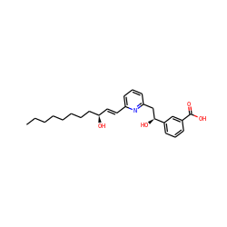 CCCCCCCC[C@H](O)/C=C/c1cccc(C[C@H](O)c2cccc(C(=O)O)c2)n1 ZINC000036189786