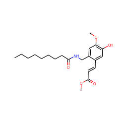 CCCCCCCCC(=O)NCc1cc(OC)c(O)cc1/C=C/C(=O)OC ZINC000036351949