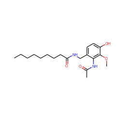 CCCCCCCCC(=O)NCc1ccc(O)c(OC)c1NC(C)=O ZINC000036351954