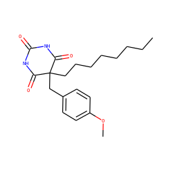 CCCCCCCCC1(Cc2ccc(OC)cc2)C(=O)NC(=O)NC1=O ZINC000095563222
