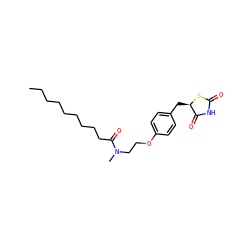 CCCCCCCCCC(=O)N(C)CCOc1ccc(C[C@H]2SC(=O)NC2=O)cc1 ZINC000034717648