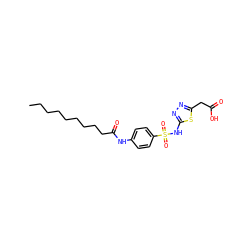 CCCCCCCCCC(=O)Nc1ccc(S(=O)(=O)Nc2nnc(CC(=O)O)s2)cc1 ZINC000066078210