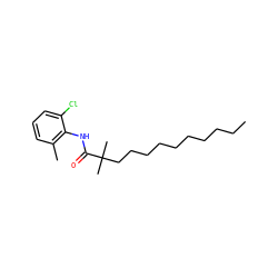 CCCCCCCCCCC(C)(C)C(=O)Nc1c(C)cccc1Cl ZINC000036349534