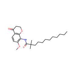 CCCCCCCCCCC(C)(C)C(=O)Nc1c(OC)ccc2c1OCCC2=O ZINC000014261837