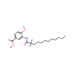 CCCCCCCCCCC(C)(C)C(=O)Nc1cc(C(=O)OC)ccc1OC ZINC000036349452