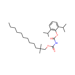 CCCCCCCCCCC(C)(C)COC(=O)NC(=O)Oc1c(C(C)C)cccc1C(C)C ZINC000036349783