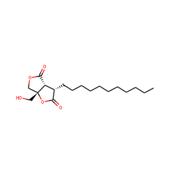 CCCCCCCCCCC[C@@H]1C(=O)O[C@]2(CO)COC(=O)[C@H]12 ZINC000034800356