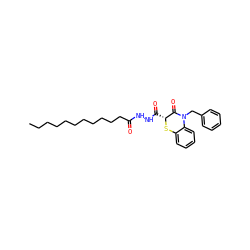 CCCCCCCCCCCC(=O)NNC(=O)[C@H]1Sc2ccccc2N(Cc2ccccc2)C1=O ZINC000299838315
