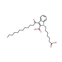 CCCCCCCCCCCC(=O)c1c(C(=O)O)n(CCCCCCC(=O)O)c2ccccc12 ZINC000038158693