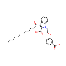 CCCCCCCCCCCC(=O)c1c(C(=O)O)n(CCOc2cccc(C(=O)O)c2)c2ccccc12 ZINC000038158678