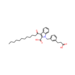 CCCCCCCCCCCC(=O)c1c(C(=O)O)n(Cc2cccc(CCC(=O)O)c2)c2ccccc12 ZINC000038158687