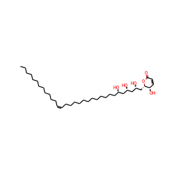 CCCCCCCCCCCC/C=C\CCCCCCCCCCCC[C@@H](O)C[C@H](O)C[C@H](O)C[C@@H]1OC(=O)C=C[C@@H]1O ZINC000071295045