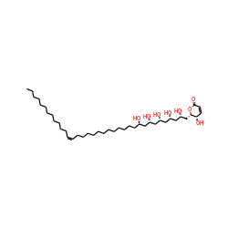 CCCCCCCCCCCC/C=C\CCCCCCCCCCCC[C@@H](O)C[C@H](O)C[C@H](O)C[C@H](O)C[C@H](O)C[C@@H]1OC(=O)C=C[C@@H]1O ZINC000072129874