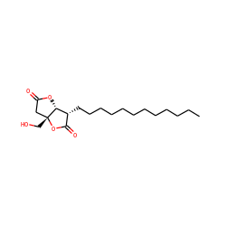 CCCCCCCCCCCC[C@@H]1C(=O)O[C@]2(CO)CC(=O)O[C@H]12 ZINC000034800357