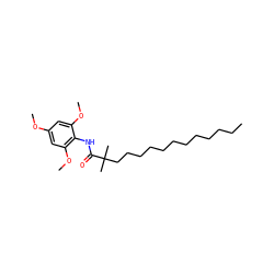 CCCCCCCCCCCCC(C)(C)C(=O)Nc1c(OC)cc(OC)cc1OC ZINC000014087785