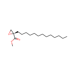 CCCCCCCCCCCCC[C@]1(C(=O)OC)CO1 ZINC000036338593