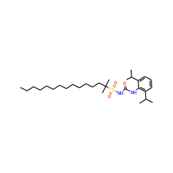 CCCCCCCCCCCCCC(C)(C)S(=O)(=O)NC(=O)Nc1c(C(C)C)cccc1C(C)C ZINC000014263815