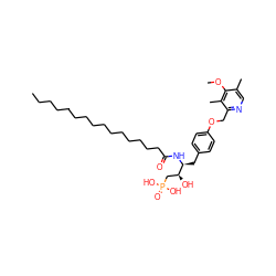 CCCCCCCCCCCCCCCC(=O)N[C@@H](Cc1ccc(OCc2ncc(C)c(OC)c2C)cc1)[C@@H](O)CP(=O)(O)O ZINC000043569685